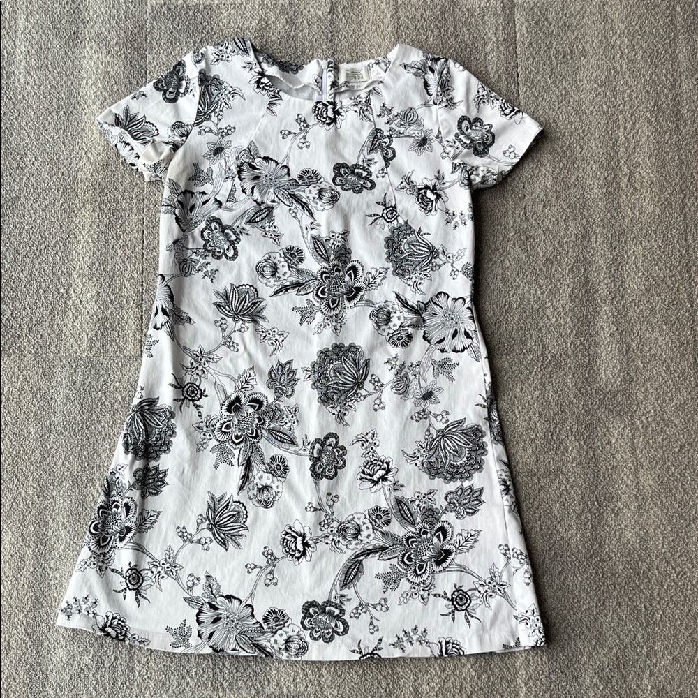 Floral Black and White Dress